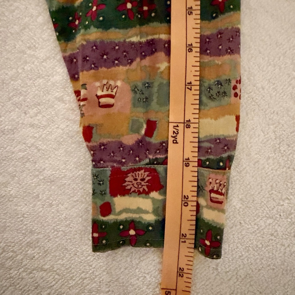 Wacky Vtg Cat Shirt Button Down Artsy Cat Lady Teacher Funky Novelty 90s - Picture 12 of 12